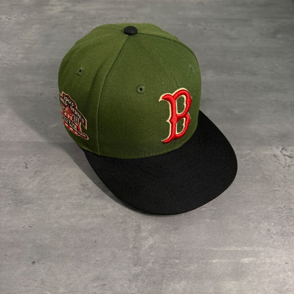 Hat Club New Era Boston Red Sox Fitted 6 7/8 Olive Green 1903 World Series Patch